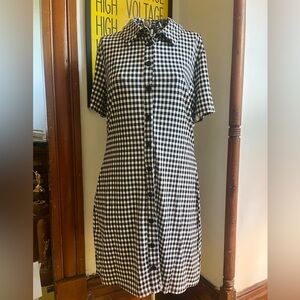 Black and White Reformation Checkered Button-Up Dress - Size XL